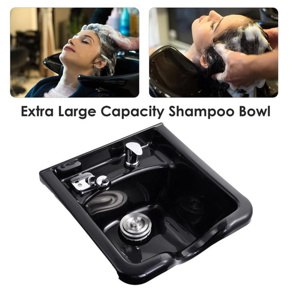 FLROHA Hair Washing Station Black Hair Wash Bowl Hairdresser Basin Spa Hair Sink Portable Shampoo Basin Beauty Salon Equipment for Home Barbershop Hair Stylist regular