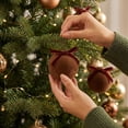 thumbnail image 3 of Velvet Bow Christmas Ornament With Baubles For Tree Decor Holiday Home Festive Display Luxurious Complete Collection For Styling , 15pcs, C, 3 of 5