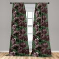 thumbnail image 2 of Peony Window Curtains, Nostalgic Style Flowers Garden Botanical Bouquet Blossoms Flourishes, Lightweight Decor 2-Panel Set with Rod Pocket, Pair of - 28"x84", Fern Green and Mauve Taupe, by Ambesonne, 2 of 3