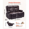 thumbnail image 3 of KFFKFF Loveseat Recliner Sofa, Power Reclining Couch with Heating & Massage and Timer, PU Leather Electric Recliner Sofa with USB Ports, Cup Holders and Side Bags, 3 of 9