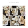 thumbnail image 5 of Fashionable Straw Cross-Body Bag Handbag Khaki Patchwork Brown, 5 of 5