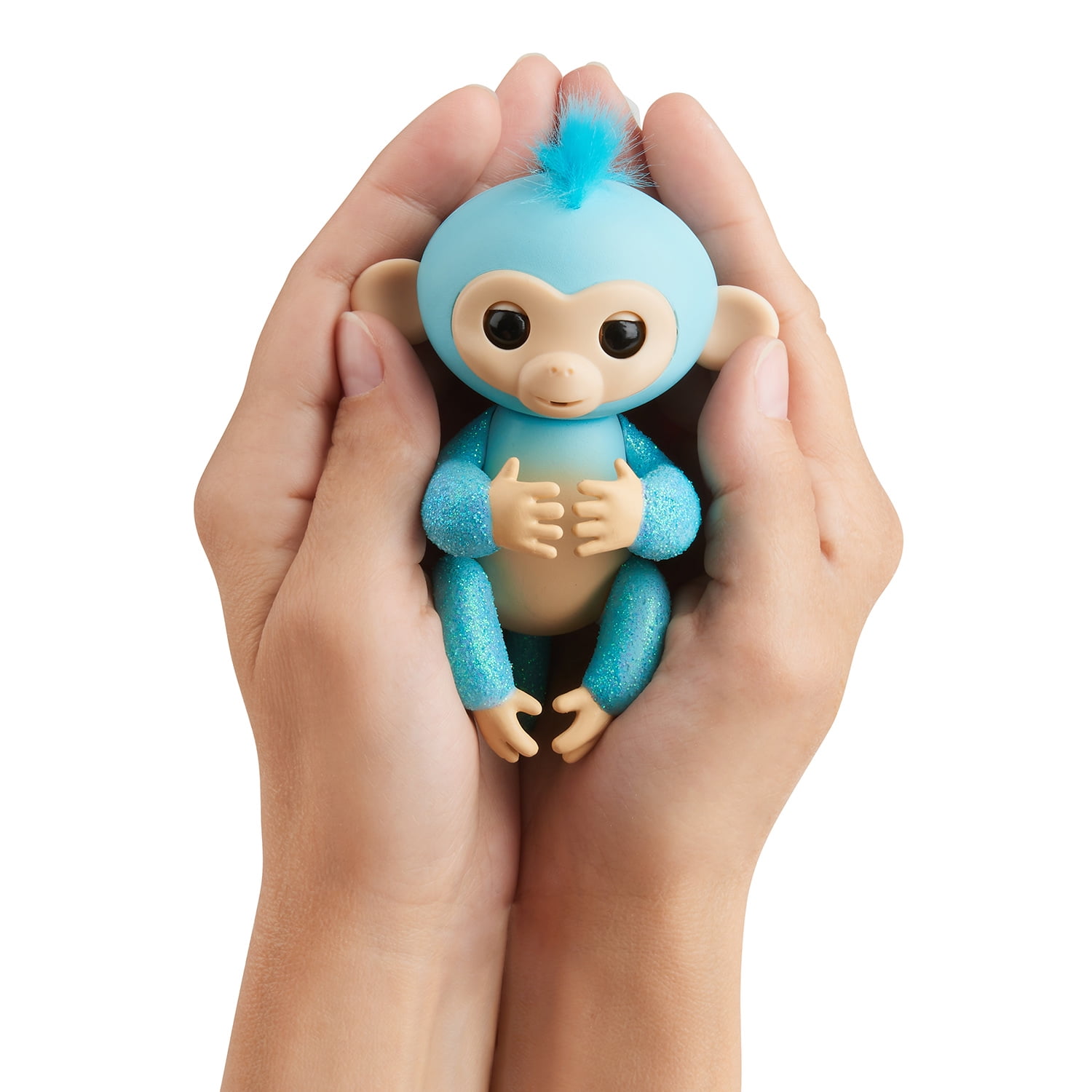 WowWee Fingerlings Toy - Glitter Monkey Amelia, Turquoise Blue