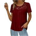 thumbnail image 1 of XMMSWDLA Chemises pour Femmes Été Décontracté Col Rond Manches Courtes Blouses Imprimé Floral Mignon Tunique Ample Hauts d'Été pour Femmes, 1 of 5