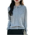 thumbnail image 2 of Ounisa Women Cardigan Sweater Button Down Crew Neck Ribbed Knit Sweater with Pockets, 2 of 3