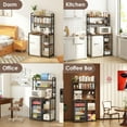 thumbnail image 3 of Multi-Functional Mini Fridge Stand with Wheels, Wooden Mini Fridge & Microwave Storage Shelves, Large Bakers Rack and Storage for Kitchen Appliances, Perfect for Dorm Kitchen Coffee Bar, 3 of 8