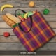 thumbnail image 5 of Easygdp Orange and Purple Plaid Bolsa Tote para Mujer, Bolso de Hombro para Trabajo, Playa, Viajes, Compras y Supermercado, 5 of 7