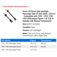 thumbnail image 2 of Front Left Driver Side and Right Passenger Side CV Axle Shaft - Set of 2 - Compatible with 1990 - 1993, 1995 - 1997 Volkswagen Passat 1.9L 2.0L 4-Cylinder with Manual Transmission 1991 1992, 2 of 2