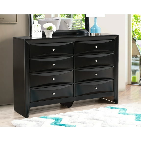 Bedroom Black Dresser With Particle Board And Stable Metal Guides Real Wood Veneer Drawer