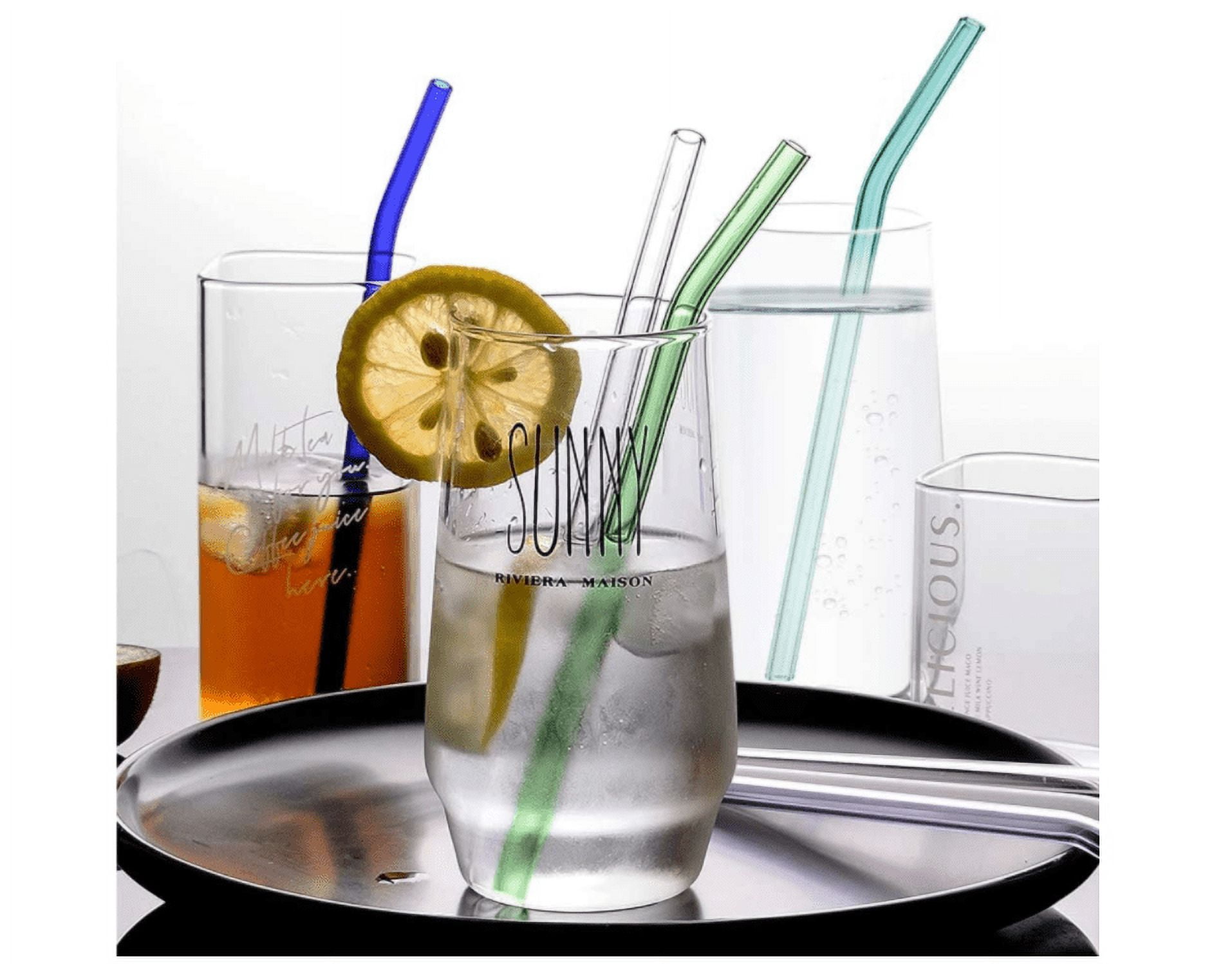Glass Straws- Topboutique Clear Reusable Glass Straw- Durable Glass Straws Drinking for Smoothie Cocktail ,Color Changing Cups (Pa, Size: 8.70 x 2.50