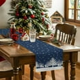 thumbnail image 4 of Christmas White Reindeer Tree Table Runner 13x108in Non-Slip Cotton Linen Table Runners, Winter Snowflakes Dark Blue Dresser Scarves TableRunner for Dinner Kitchen Dining Wedding Party, 4 of 9
