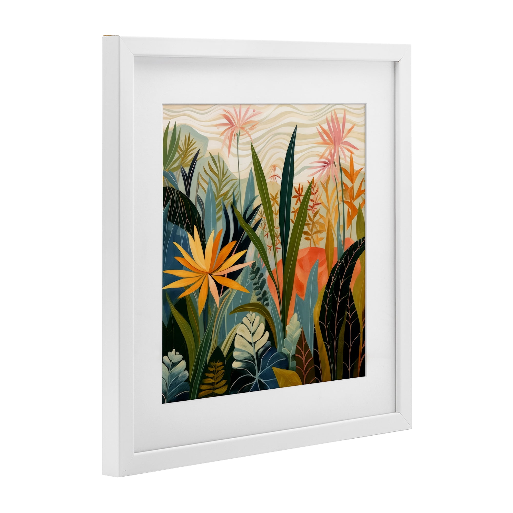Stupell Industries Tropical Botanical Embrace White Framed Print Under Glass, design by Lazar Studio