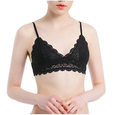 

Dqueduo Wirefree Bras for Women Plus Size Adjustable Shoulder Straps Lace Bra Wirefreee Extra-Elastic Bra Active Yoga Sports Bras 32B-36B Summer Savings Clearance