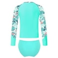 thumbnail image 2 of YONGHS Kids Girls Bathing Suit Long Sleeve Rash Guard Shirts with Briefs Sun Protection Beach Swimwear Lake Green 6, 2 of 7
