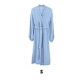 thumbnail image 3 of Maoww Femmes Printemps Ouverture devant Style Décontracté Vêtements de Nuit Filles Simple Manches Longues Robe de Nuit Maison Tenue de Nuit Pyjama Vêtements Bleu P, 3 of 7