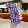 thumbnail image 3 of iPhone 12 Holographic Case, Cute Laser 3D Water Ripple Bling Glitter Luxury Plating Wave Shape Phone case for Women Girls Silicone Protection Cover (Light Purple), 3 of 18