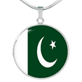 thumbnail image 1 of Pakistan Flag Necklace Circle Pendant Stainless Steel or 18k Gold 18-22", 1 of 7