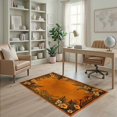 thumbnail image 2 of ODIKA 4'x6' Burnt Orange Cheetah Spotted Border Washable Area Rug Tropical Vine Frame Petal Trail Wild Spot Symmetry Accent for Bedroom, Reading Nook, Pet Friendly & Non-Shedding, 2 of 7