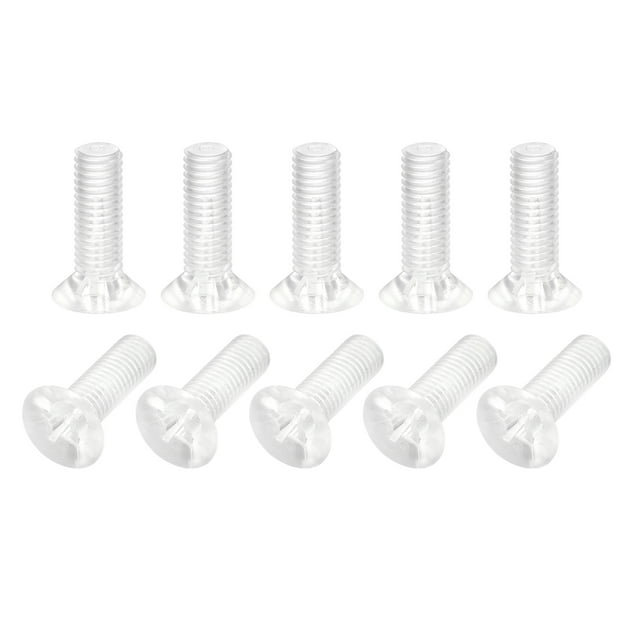 Unique Bargains M8x25mm Plastic Phillips Machine Screws, PC Flat Head Machine Bolts 25 Pack