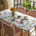 thumbnail image 3 of Spring Floral Table Cloths for 5 Foot Rectangle Tables, Pink Blue Flowers Butterfly Wooden Patio Waterproof Elastic Fitted Tablecloths, Washable Rectangular Table Cover for Camping, 3 of 8