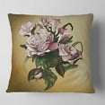 thumbnail image 2 of Designart Pink Rose with Leaves Watercolor - Floral Throw Pillow - 18x18, 2 of 5