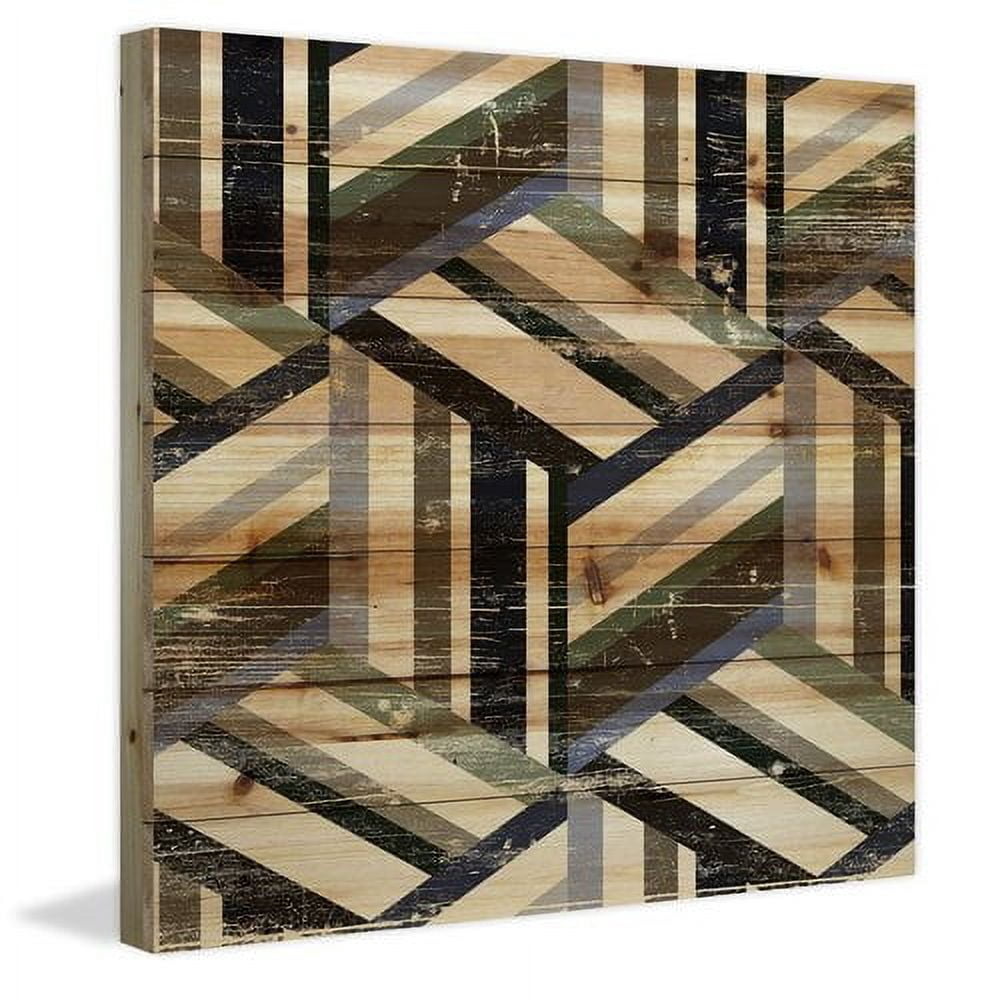 "Line Connections" Painting Print on Natural Pine Wood