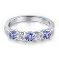 thumbnail image 3 of Gem Stone King 925 Sterling Silver Blue Tanzanite and Lab Grown Diamond Wedding-Bands Ring for Women | 0.88 Cttw | Round 3.5MM | Gemstone December Birthstone | Size 7, 3 of 6