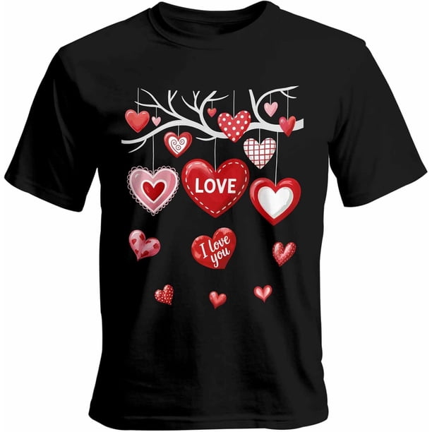 Camisetas para hombre, camisetas casuales de manga corta con diseño de corazón y rama de árbol, camisetas gráficas para hombre