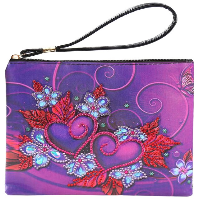(AA963) Bolso Mano Con DIY Almacenamiento Cambios Cosméticos Algunos Diamantes Con Formas Especiales en Forma Corazón