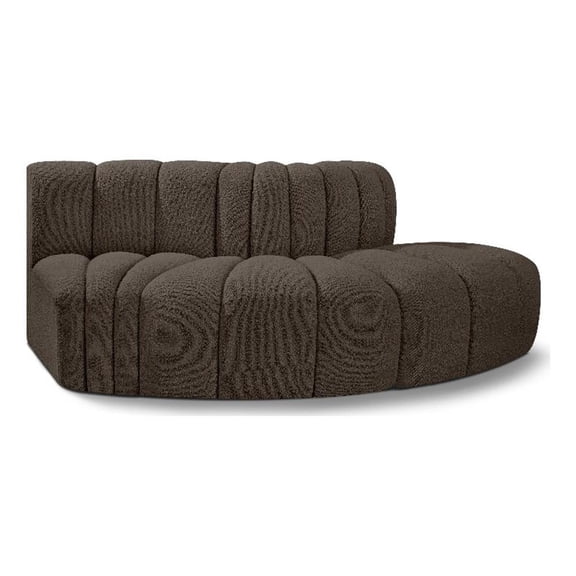 Meridian Furniture Arc Brown Boucle Fabric Modular Sectional