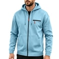 thumbnail image 6 of TKKCS Mens Full Zip Hoodie Casual Daily Midweight Regular Fit Long Sleeve Sweatshirt Jacket with Zipper Chest Pocket Sky Blue M, 6 of 8
