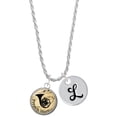 thumbnail image 1 of Delight Jewelry Silvertone Domed Music - French Horn Silvertone Script Initial Disc - L - Charm Necklace, 20"+3", 1 of 4