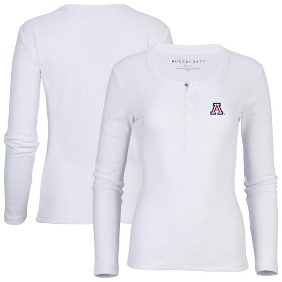 Women's White Arizona Wildcats Harper Henley Long Sleeve T-Shirt