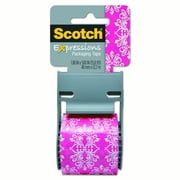 Scotch Expressions Packaging Tape, 1.88" x 500", Pink/White Baroque Pattern