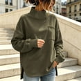 thumbnail image 2 of Jsaierl Womens Funnel Sweatshirts Cute Solid Color Drop Shoulder Sweatshirt Cozy Side Split Pullover Soft Work Long Sleeve Shirts, 2 of 9