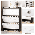 thumbnail image 6 of JOINICE Marble Textured 3-Tier Shoe Cabinet, Modern Wooden Shoe Organizer for Entryway,Hallway, Living Room, Apartment, 6 of 9