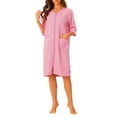 thumbnail image 2 of Batas de baño de spa para mujeres INSPIRE CHIC con mangas 3/4, pijamas, ropa de estar en casa, batas con cremallera, color rosa, 2 of 6