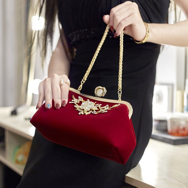 Bolso de mano para mujer, bolso de boda, bolso de cena de diamantes de moda, cadena, bolso de mano Cheongsam de moda, bolso de novia