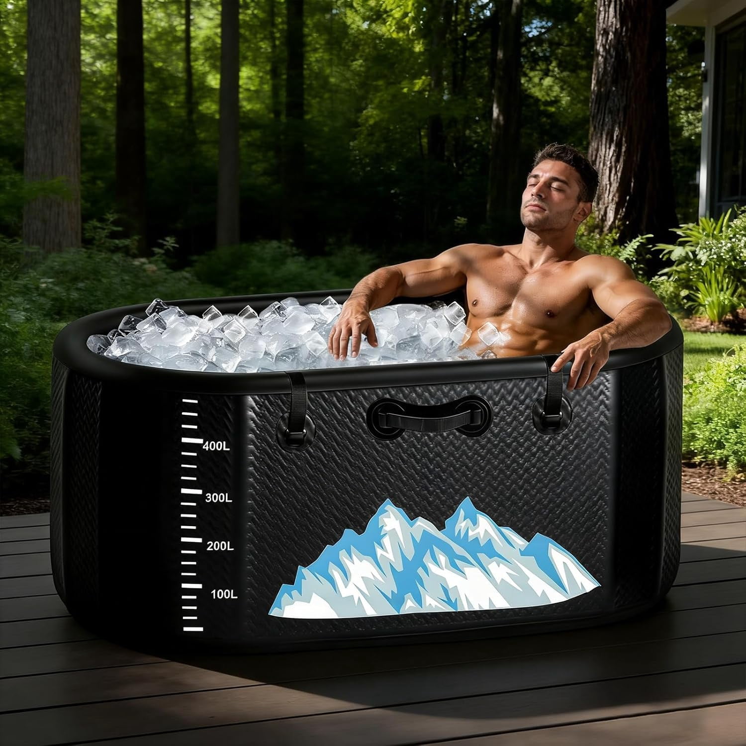 Esheno Ice Bath Tub 248 Gallon with Cover Storage Bag Hot Cold Plunge for Athletes Home Gym Black