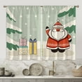 thumbnail image 1 of CUH Christmas Modern Topper Kitchen Curtains Semi Sheer Bedroom Decor Drapes Santa Tiers Cafe Short Panel Style-2 W:28"x H:39"*2 Panels, 1 of 6