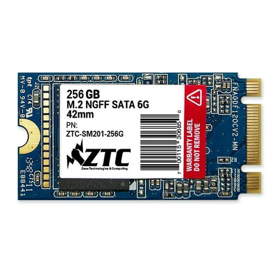 ZTC 256GB Armor 42mm M.2 NGFF 6G SSD Solid State Drive. Model ZTC-SM201-256G