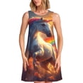 thumbnail image 1 of Easygdp Rainbow Sunset Cloud White Horse para Vestido Transpirable de Mujer, Vestido Suelto de Manga Corta con Pliegues y Bolsillos para el Verano, 1 of 7