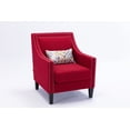 thumbnail image 4 of Linen Upholstered Accent Armchair, Modern Single Sofa Chair with Nailheads and Solid Wood Legs, for Living Room, Bedroom, Office, Lounge, Red, 4 of 9