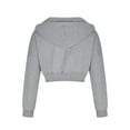 thumbnail image 6 of Zip up Hoodie Women Cropped Casual Sweatshirts Workout Long Sleeve Drawstring Hooded Jacket Crop Tops, 6 of 7