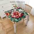 thumbnail image 2 of COMIO Tablecloths Hawaiian Flower Tropical Leaves and Flowers Decorative Square Table Cover White, 2 of 7