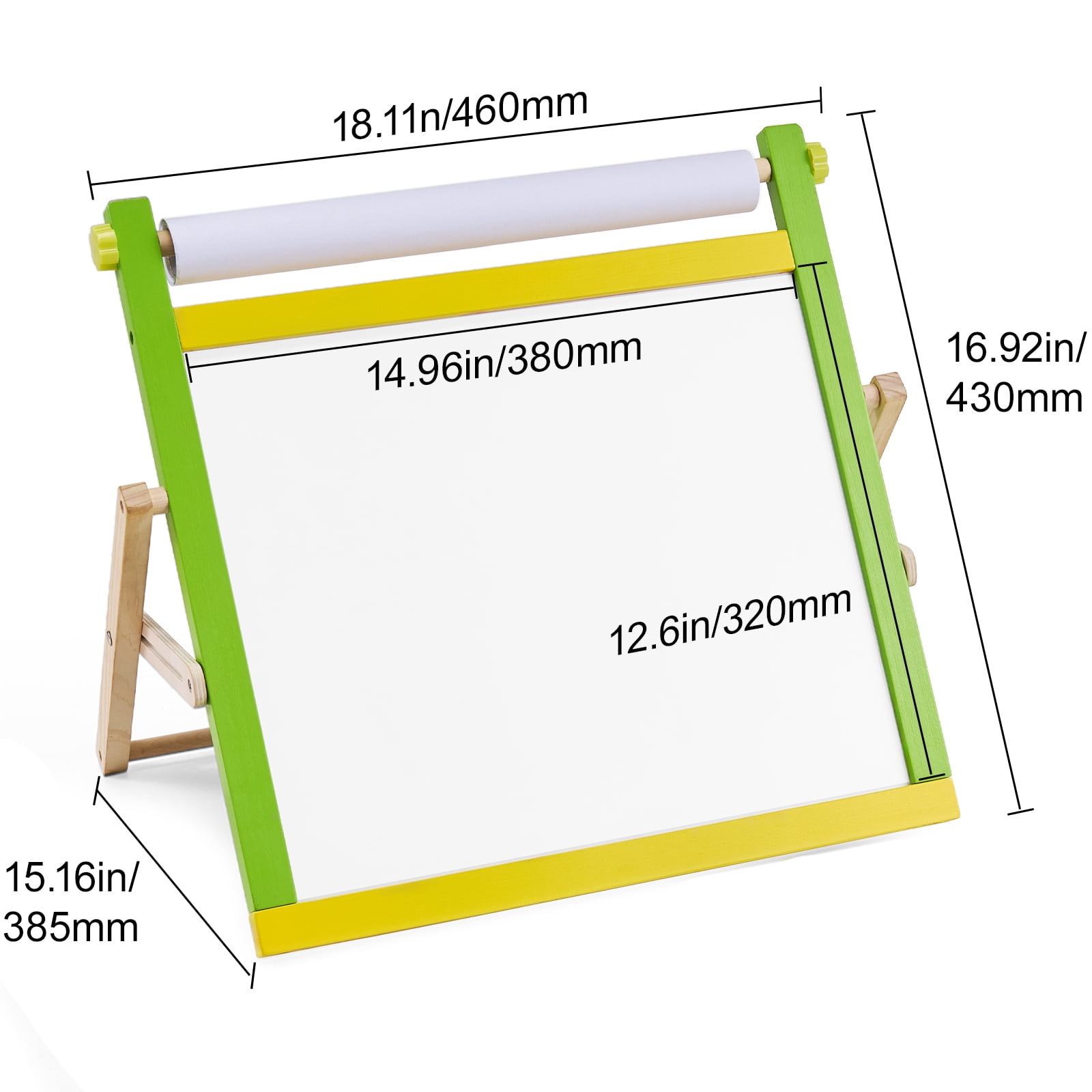 VEVOR Tabletop Art Easel for Kids, 3-in-1 Wooden Double-Sided Kides Art Easel with Magnetic Whiteboard, Chalkboard, Paper Roll, Foldable Portable Drawing Board with Painting Accessories