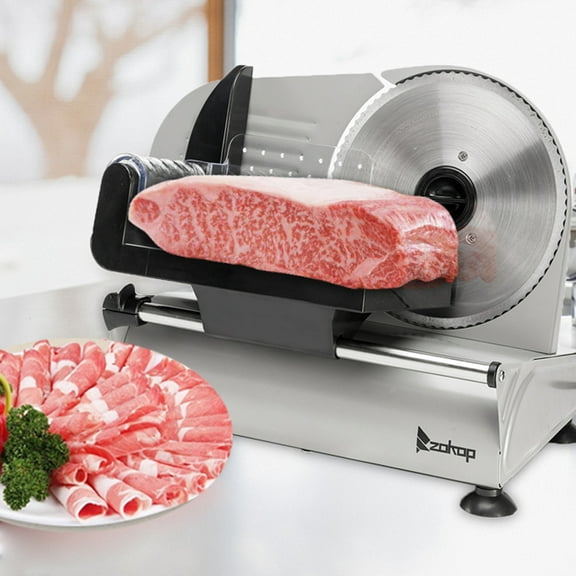 Ktaxon 150W 7.5" Blade Electric Meat Slicer Semi-automatic Belt Meat Food Cutter, Silver