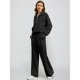 thumbnail image 5 of SWSMCLT Women's Billowy 2 Piece Outfit Shirt With Pants Set Comfy Half Zip Fall Chic Jogger Band Collar Long Sleeve Activewear Set Black XX-Large, 5 of 5