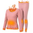 thumbnail image 4 of BKQCNKM Thermal Underwear for Women Two Piece Sets Christmas Gift for Women Crew Neck Fleece Lined Long Sleeve Thermal Pajama 2 Pices Pack Womens Underwear(2PC) Pink XL, 4 of 9