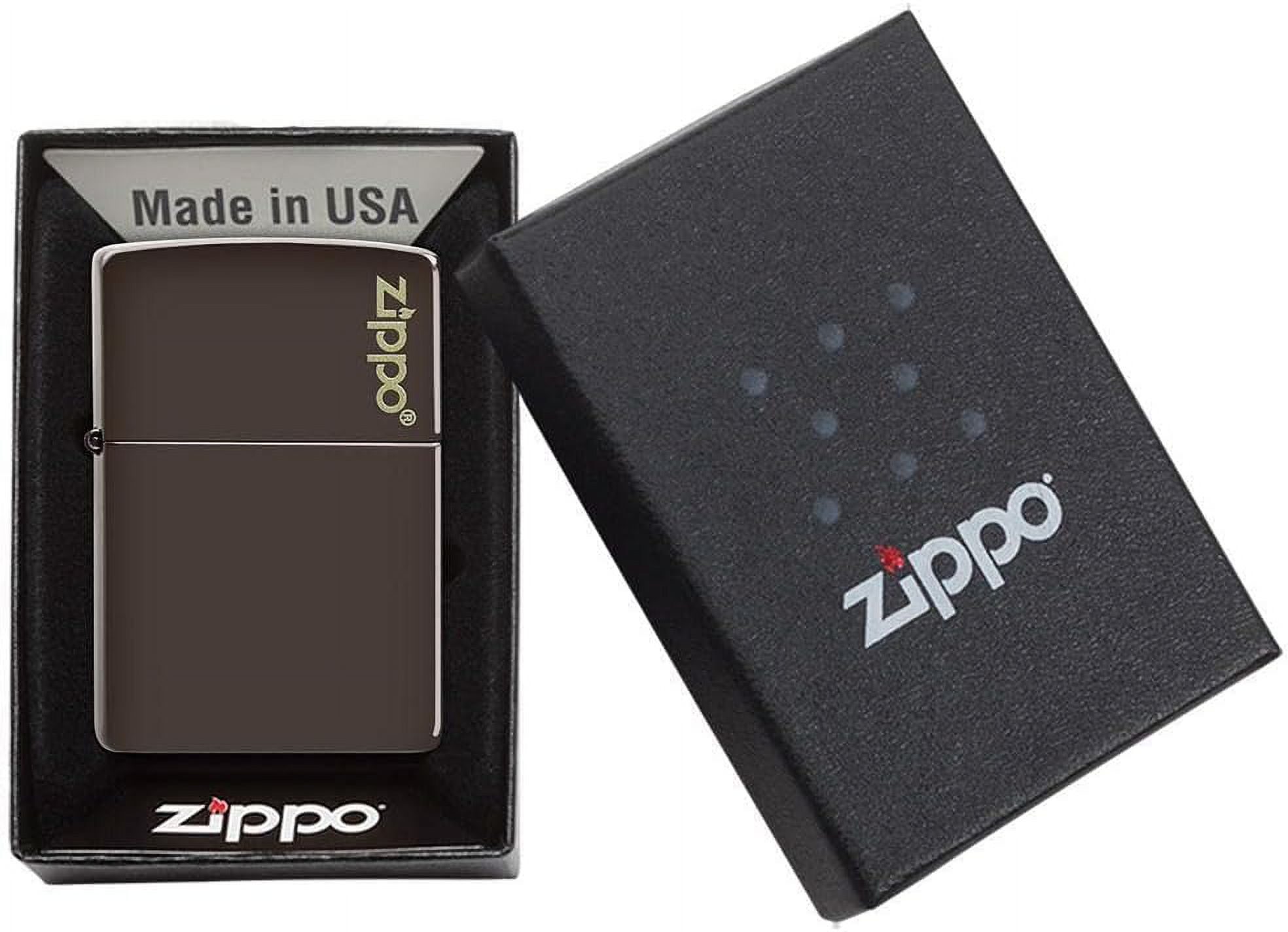 Zippo Lighter - Personalized Custom Message Engrave Classic with Logo Brown Windproof Zippo Lighter #49180ZL