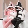thumbnail image 2 of Conjunto de pijama con capucha para hombre y mujer, ropa de dormir gruesa con dibujos de dinosaurios, estilo coreano, holgada, para parejas, para invierno, 2 of 4